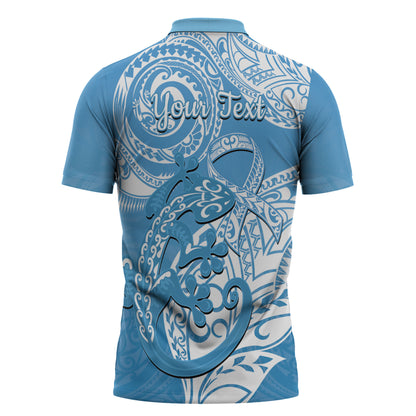 Personalised New Zealand Autism Support Zipper Polo Shirt NZ Fern With Maori Koru Lizard