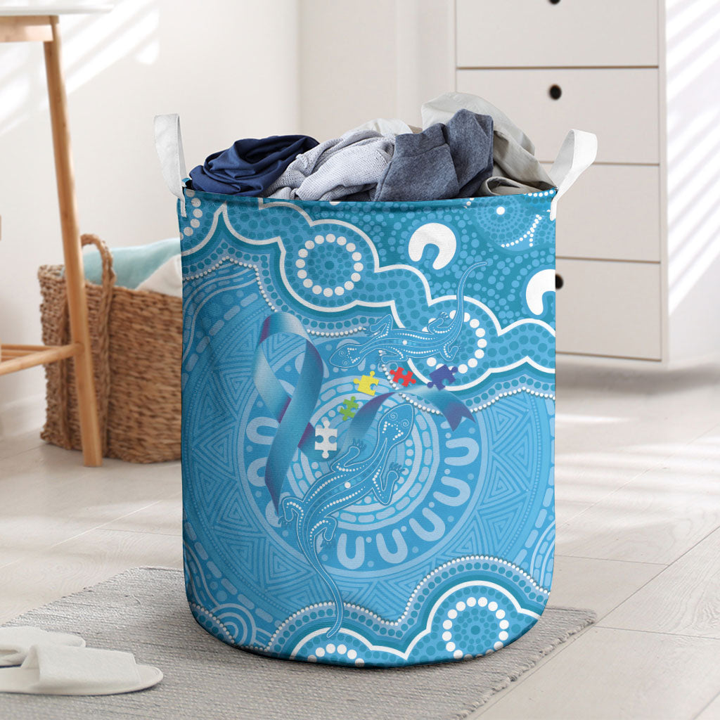 Australia Indigenous Laundry Basket Blue Ribbon Lizards Autism Support
