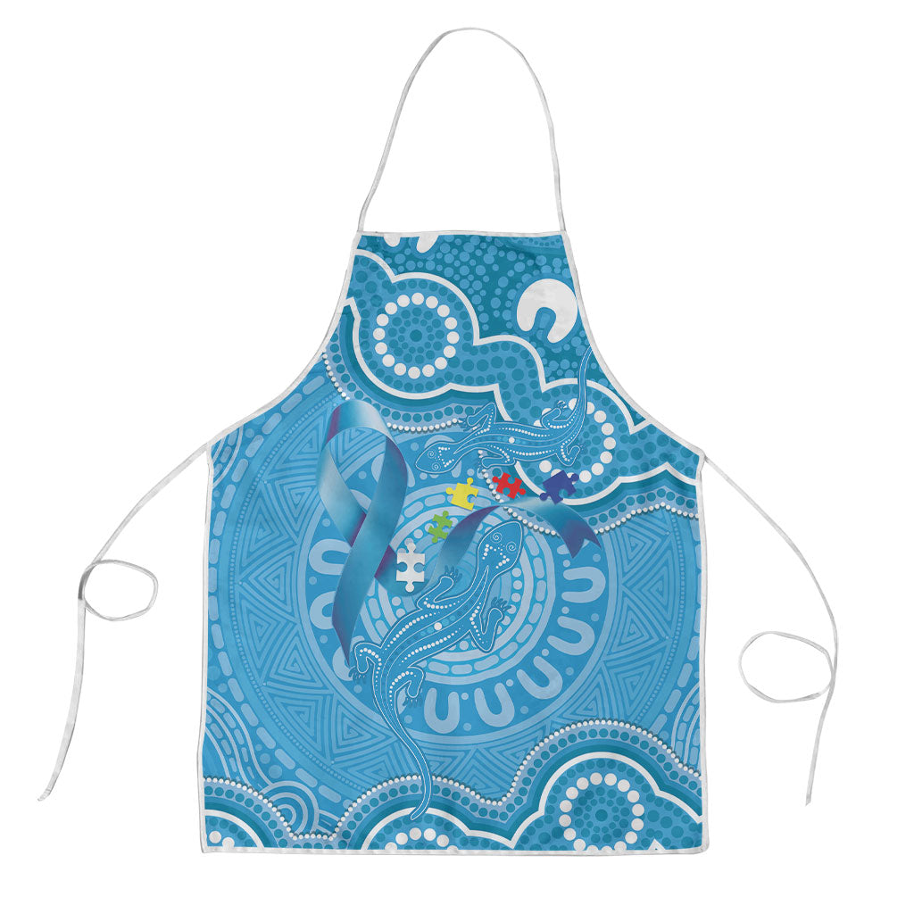 Australia Indigenous Apron Blue Ribbon Lizards Autism Support