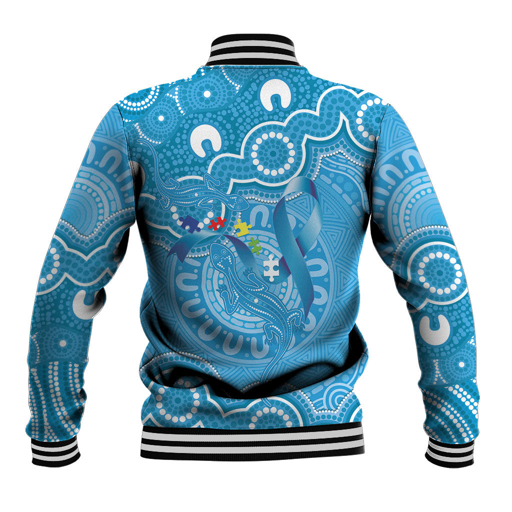Australia Indigenous Baseball Jacket Blue Ribbon Lizards Autism Support
