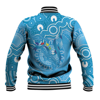 Australia Indigenous Baseball Jacket Blue Ribbon Lizards Autism Support