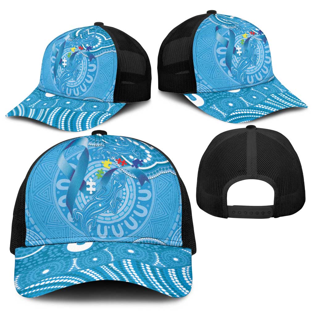 Australia Indigenous Baseball Net Cap Blue Ribbon Lizards Autism Support
