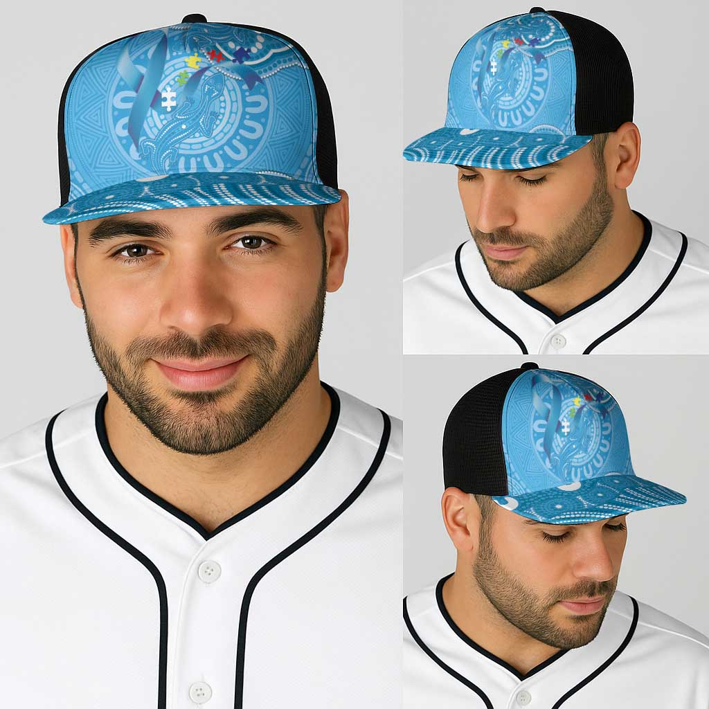 Australia Indigenous Baseball Net Cap Blue Ribbon Lizards Autism Support