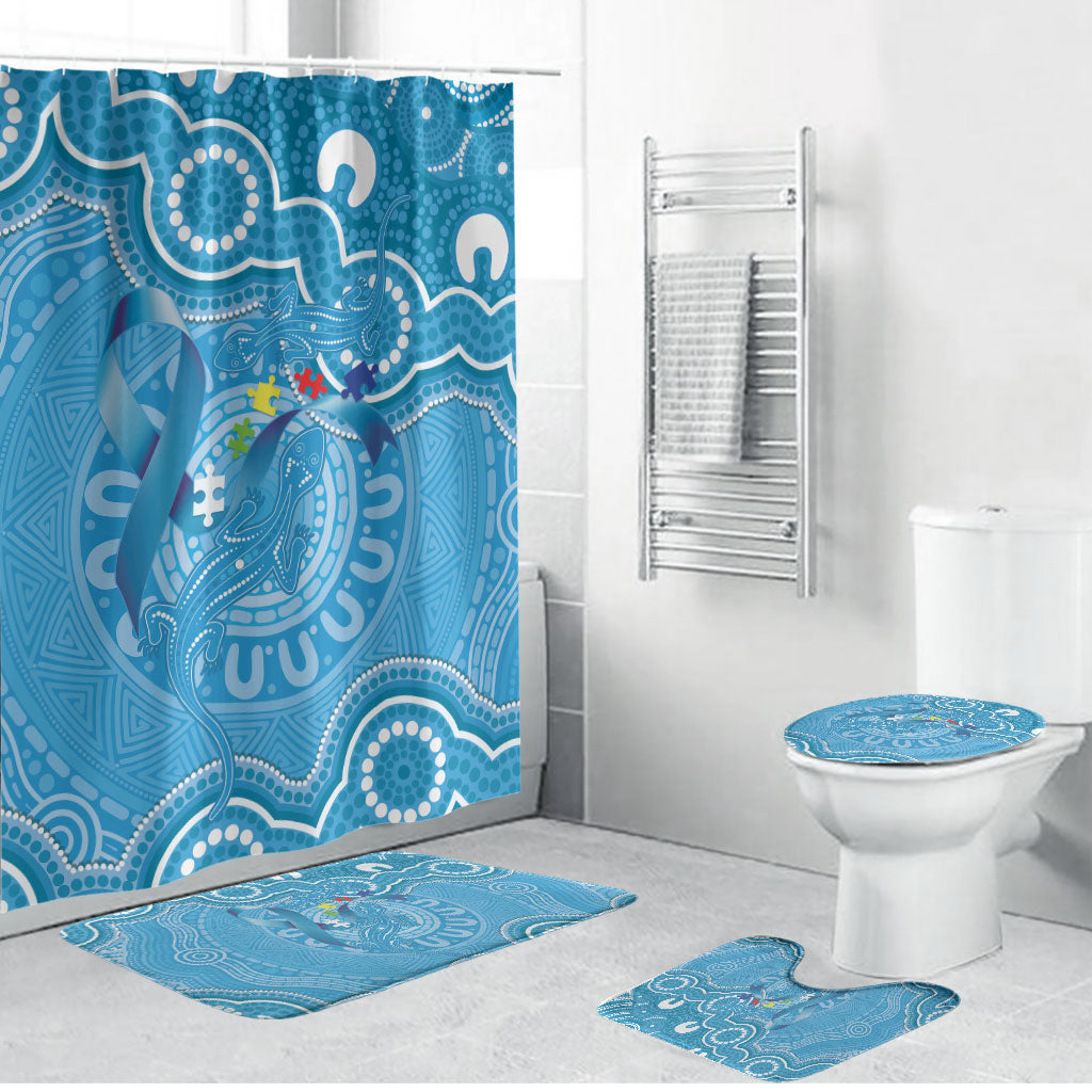 Australia Indigenous Bathroom Set Blue Ribbon Lizards Autism Support
