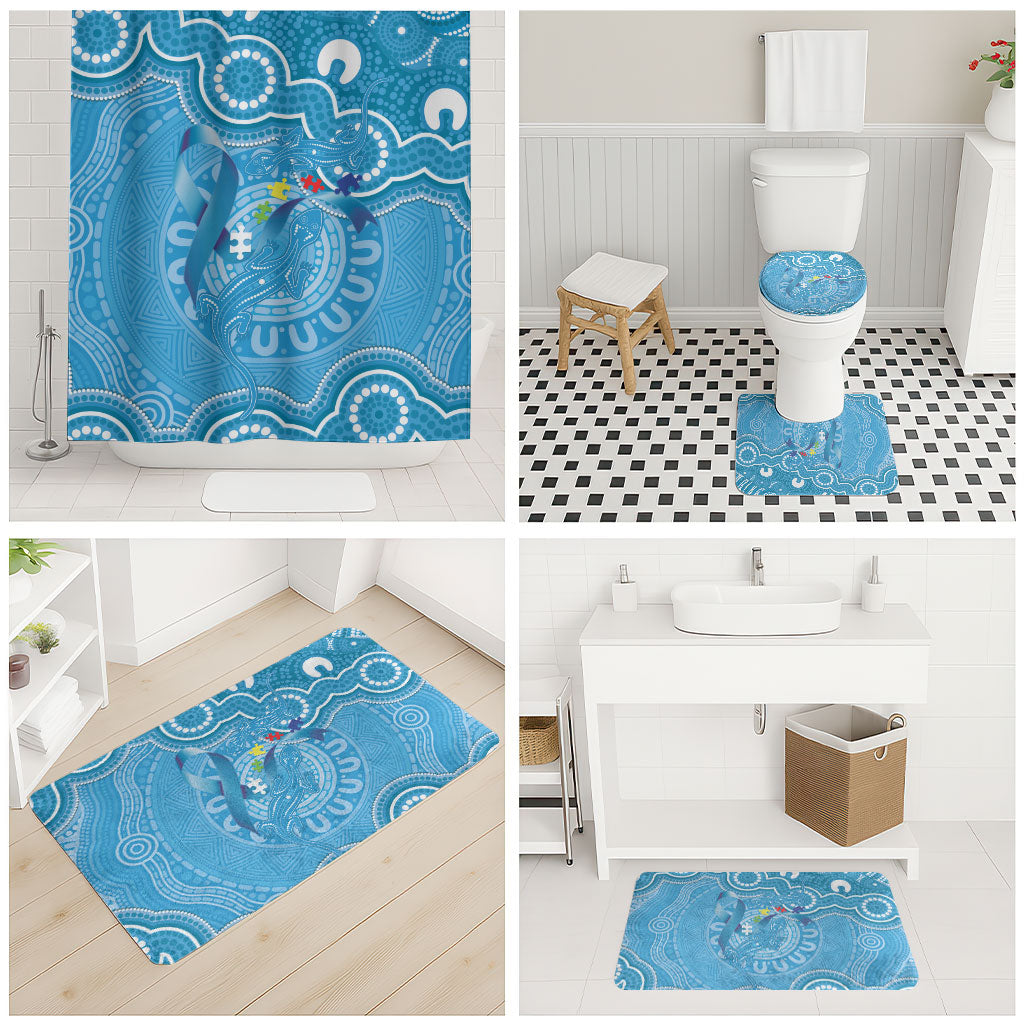 Australia Indigenous Bathroom Set Blue Ribbon Lizards Autism Support