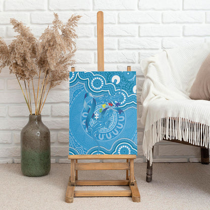 Australia Indigenous Canvas Wall Art Blue Ribbon Lizards Autism Support
