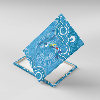 Australia Indigenous Canvas Wall Art Blue Ribbon Lizards Autism Support