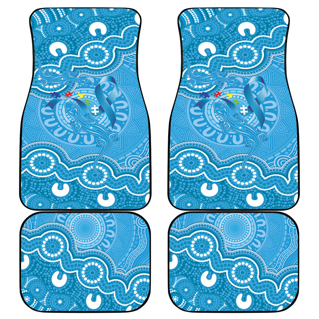 Australia Indigenous Car Mats Blue Ribbon Lizards Autism Support