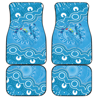 Australia Indigenous Car Mats Blue Ribbon Lizards Autism Support
