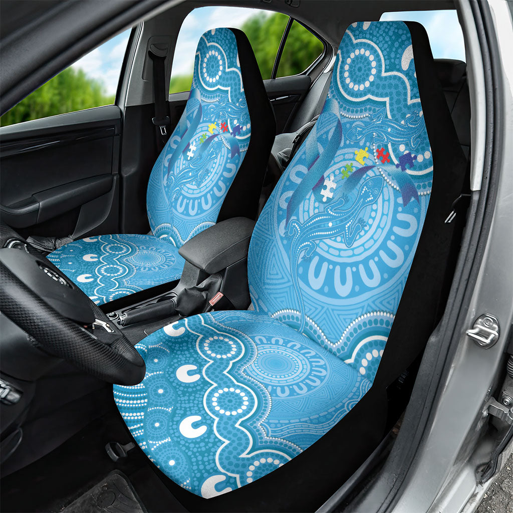 Australia Indigenous Car Seat Cover Blue Ribbon Lizards Autism Support