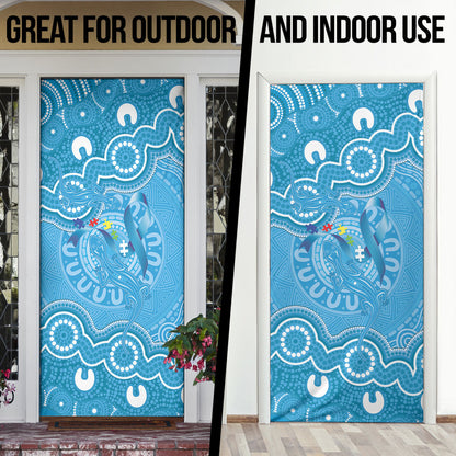 Australia Indigenous Door Cover Blue Ribbon Lizards Autism Support