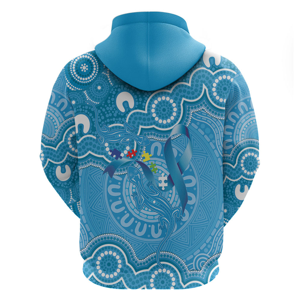 Australia Indigenous Hoodie Blue Ribbon Lizards Autism Support