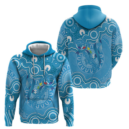 Australia Indigenous Hoodie Blue Ribbon Lizards Autism Support