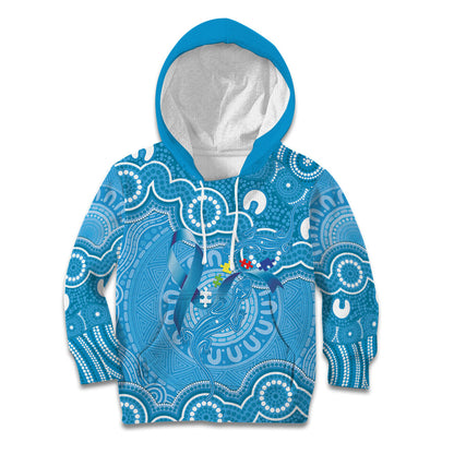 Australia Indigenous Kid Hoodie Blue Ribbon Lizards Autism Support
