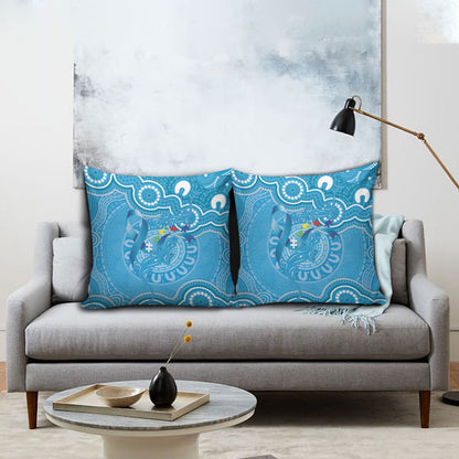 Australia Indigenous Pillow Cover Blue Ribbon Lizards Autism Support