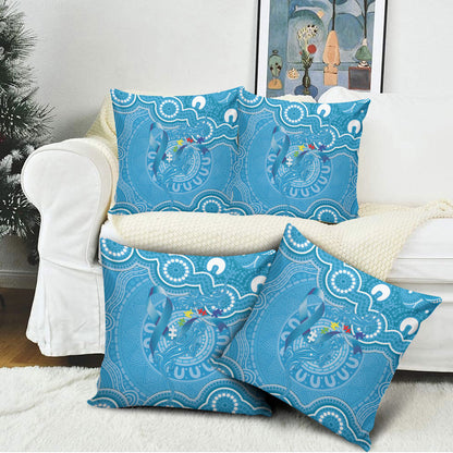 Australia Indigenous Pillow Cover Blue Ribbon Lizards Autism Support