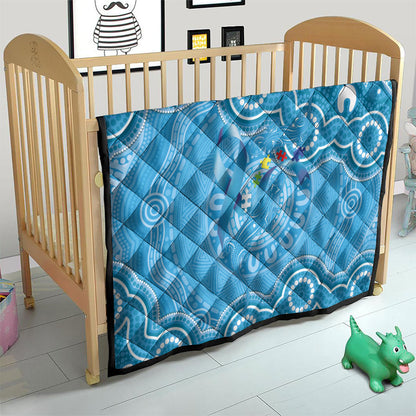 Australia Indigenous Quilt Blue Ribbon Lizards Autism Support
