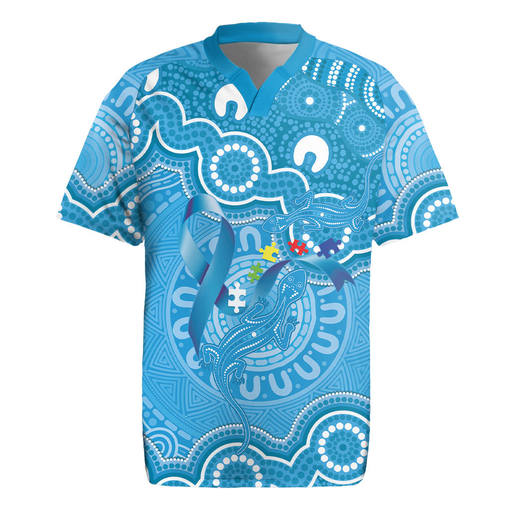 Australia Indigenous Rugby Jersey Blue Ribbon Lizards Autism Support