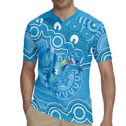 Australia Indigenous Rugby Jersey Blue Ribbon Lizards Autism Support
