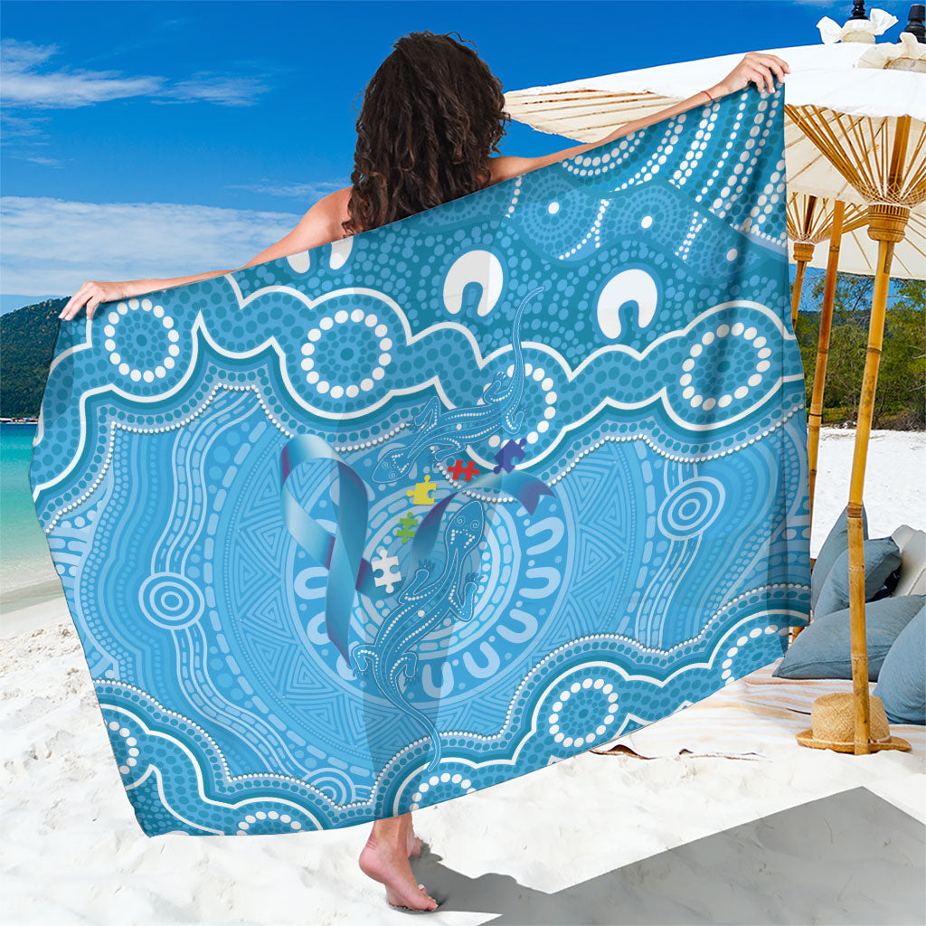 Australia Indigenous Sarong Blue Ribbon Lizards Autism Support