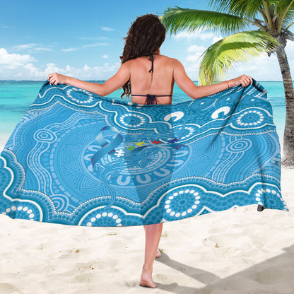 Australia Indigenous Sarong Blue Ribbon Lizards Autism Support