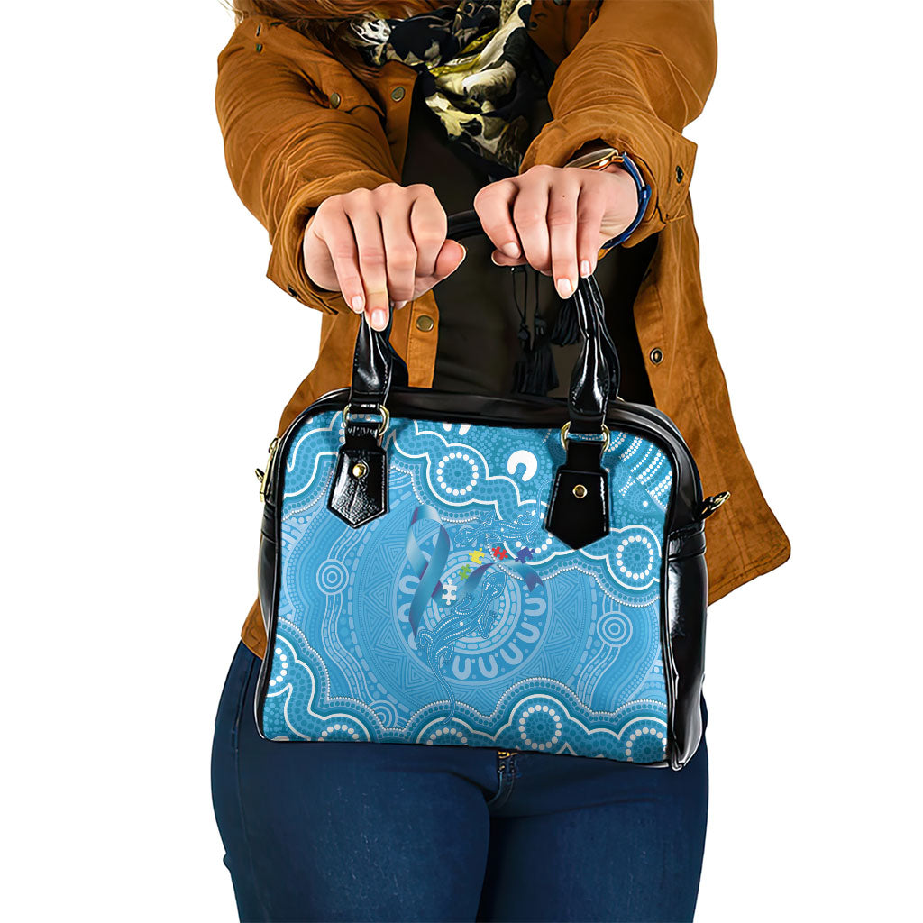 Australia Indigenous Shoulder Handbag Blue Ribbon Lizards Autism Support