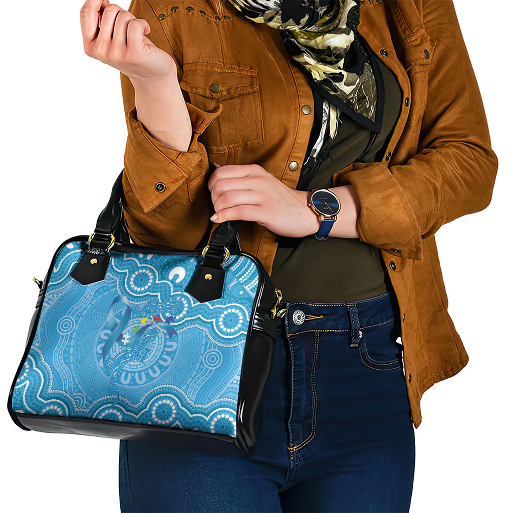 Australia Indigenous Shoulder Handbag Blue Ribbon Lizards Autism Support