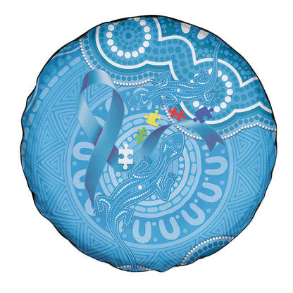 Australia Indigenous Spare Tire Cover Blue Ribbon Lizards Autism Support