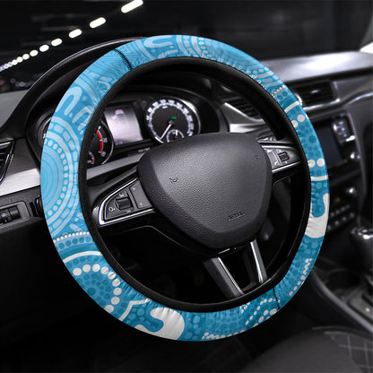 Australia Indigenous Steering Wheel Cover Blue Ribbon Lizards Autism Support