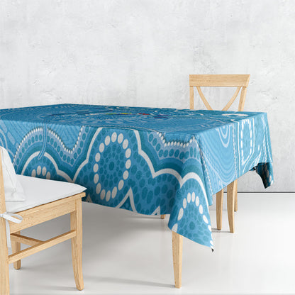 Australia Indigenous Tablecloth Blue Ribbon Lizards Autism Support