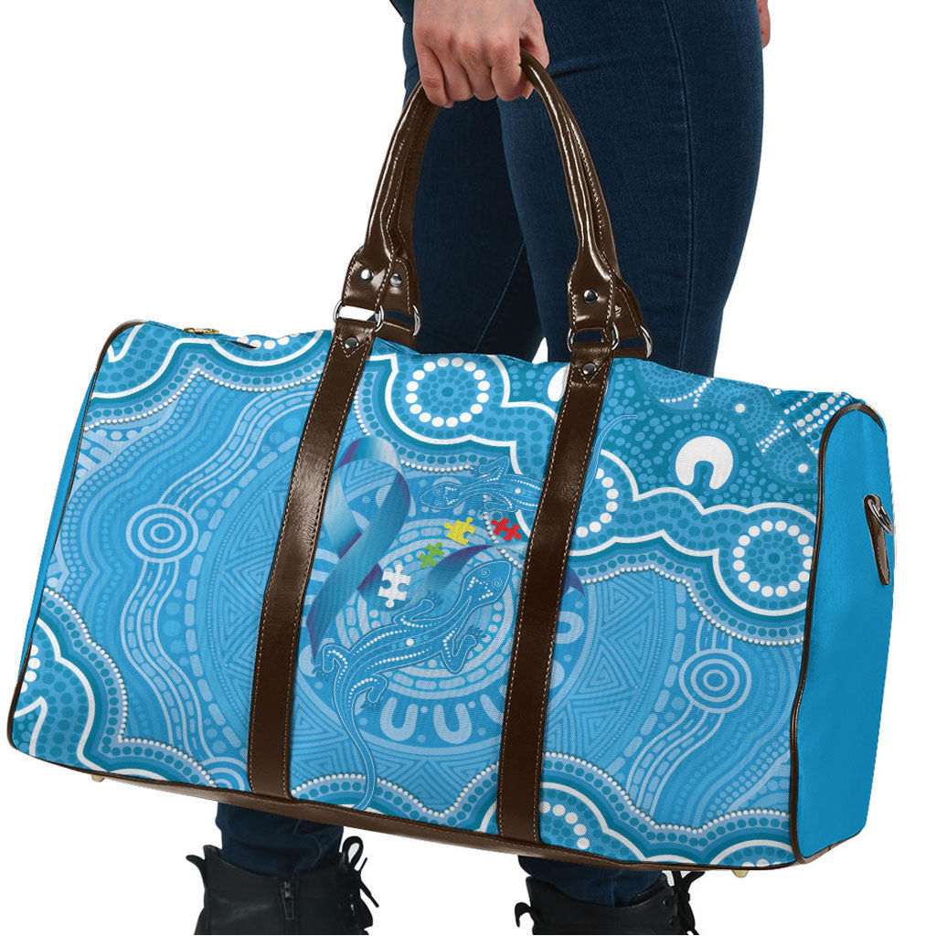 Australia Indigenous Travel Bag Blue Ribbon Lizards Autism Support