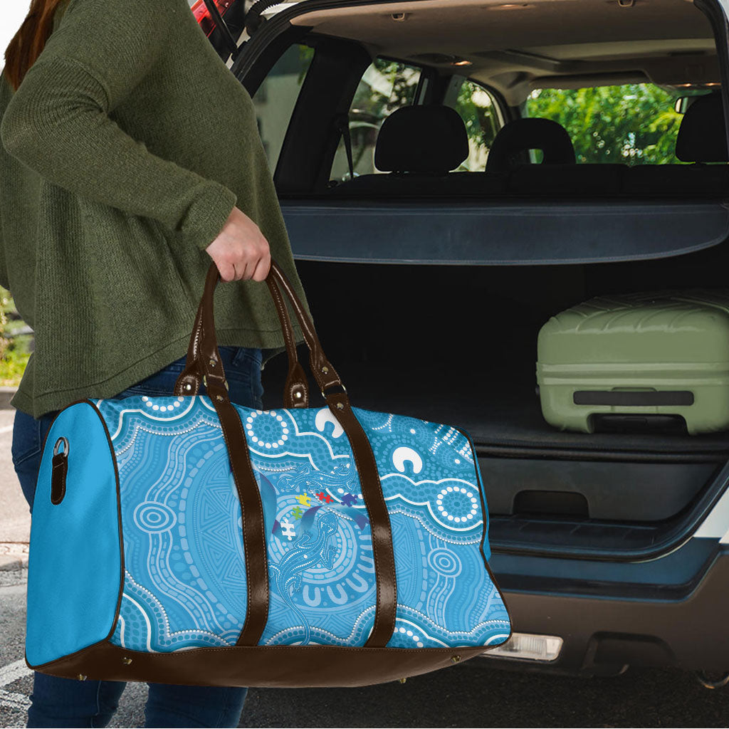 Australia Indigenous Travel Bag Blue Ribbon Lizards Autism Support