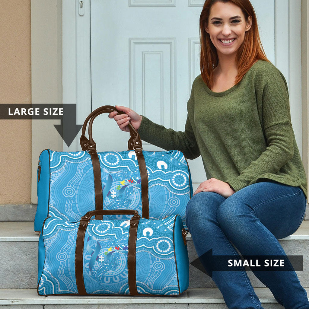 Australia Indigenous Travel Bag Blue Ribbon Lizards Autism Support