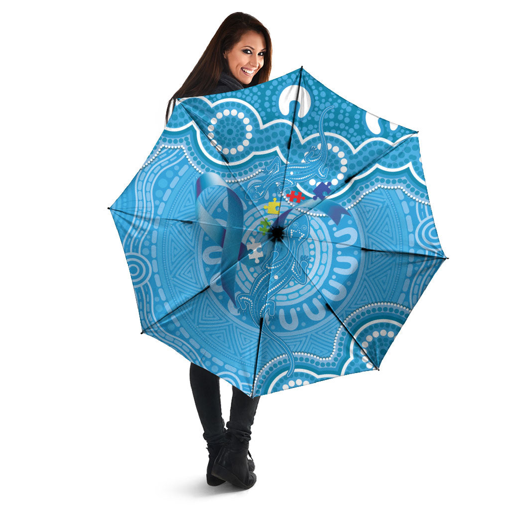 Australia Indigenous Umbrella Blue Ribbon Lizards Autism Support