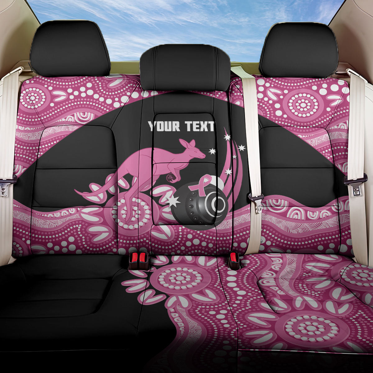 Bowls Australia Breast Cancer Custom Back Car Seat Cover Think Pink Aboriginal Art