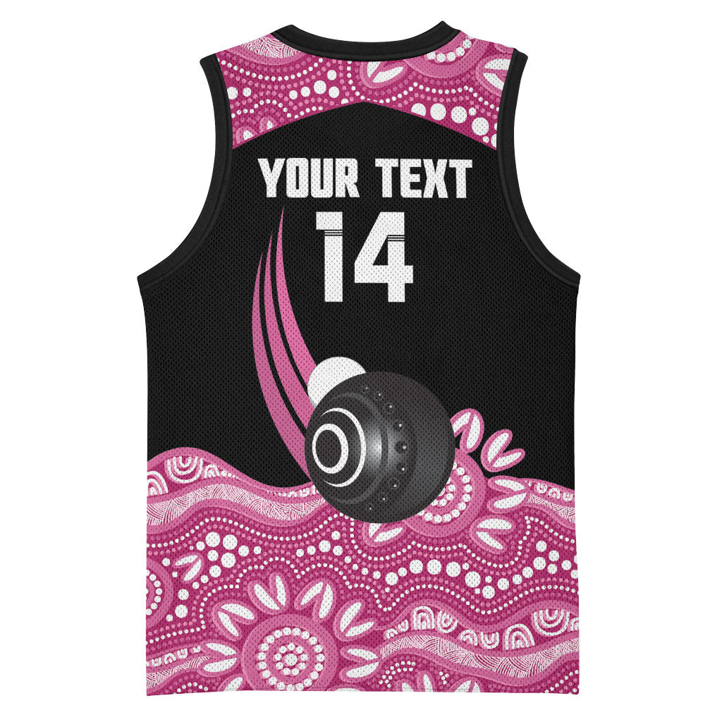 Bowls Australia Breast Cancer Custom Basketball Jersey Think Pink Aboriginal Art