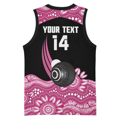 Bowls Australia Breast Cancer Custom Basketball Jersey Think Pink Aboriginal Art