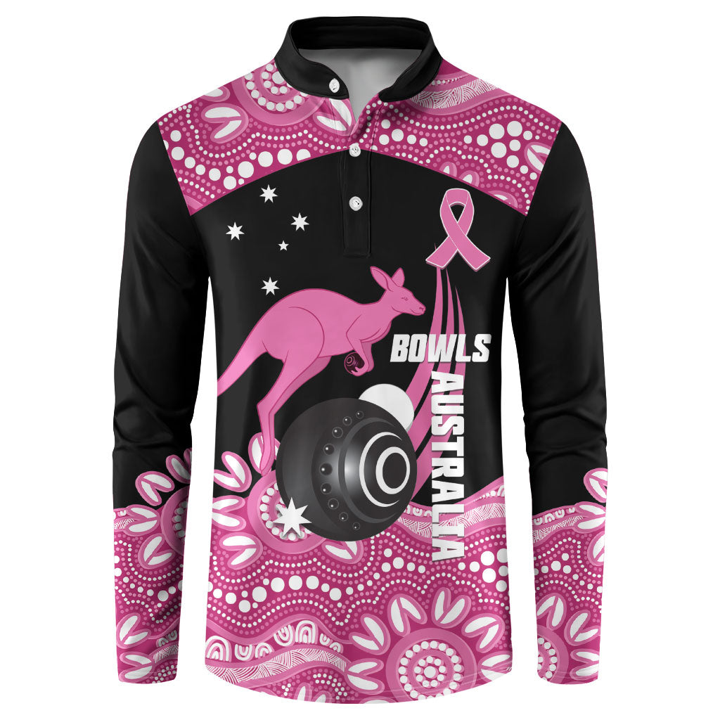 Bowls Australia Breast Cancer Custom Button Sweatshirt Think Pink Aboriginal Art