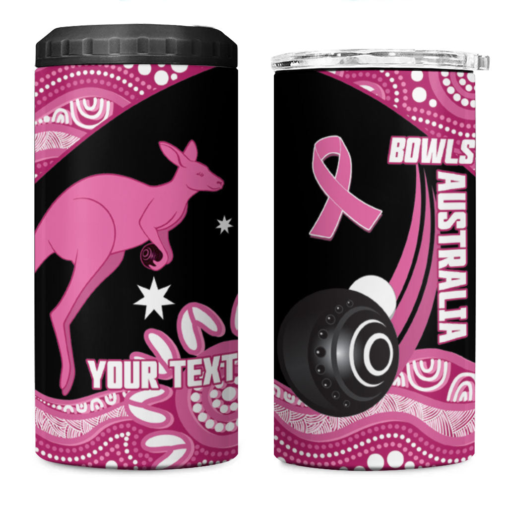 Bowls Australia Breast Cancer Custom 4 in 1 Can Cooler Tumbler Think Pink Aboriginal Art