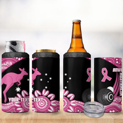 Bowls Australia Breast Cancer Custom 4 in 1 Can Cooler Tumbler Think Pink Aboriginal Art