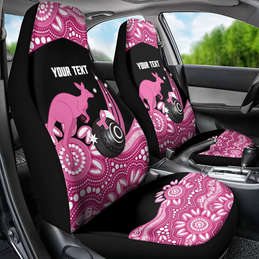 Bowls Australia Breast Cancer Custom Car Seat Cover Think Pink Aboriginal Art