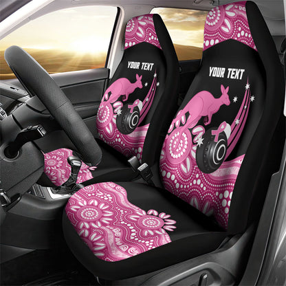Bowls Australia Breast Cancer Custom Car Seat Cover Think Pink Aboriginal Art