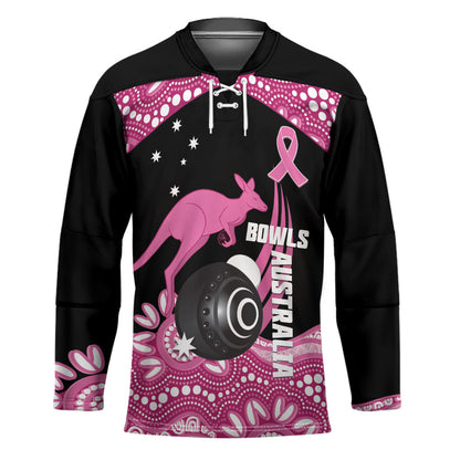 Bowls Australia Breast Cancer Custom Hockey Jersey Think Pink Aboriginal Art