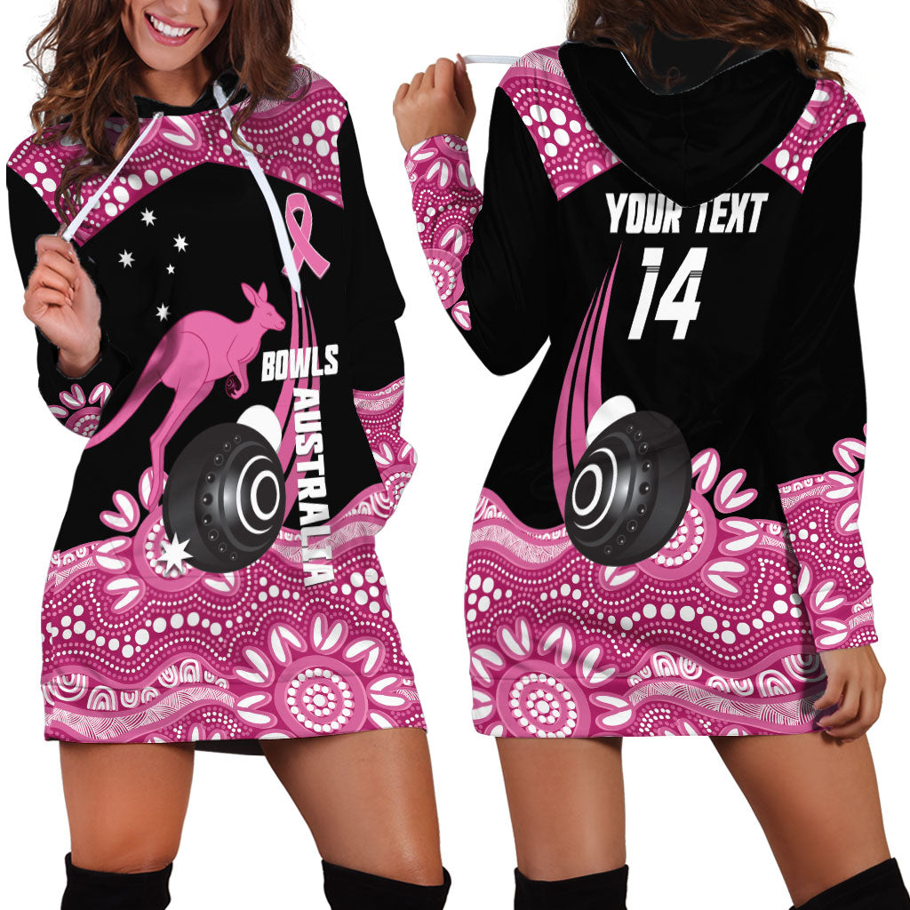 Bowls Australia Breast Cancer Custom Hoodie Dress Think Pink Aboriginal Art
