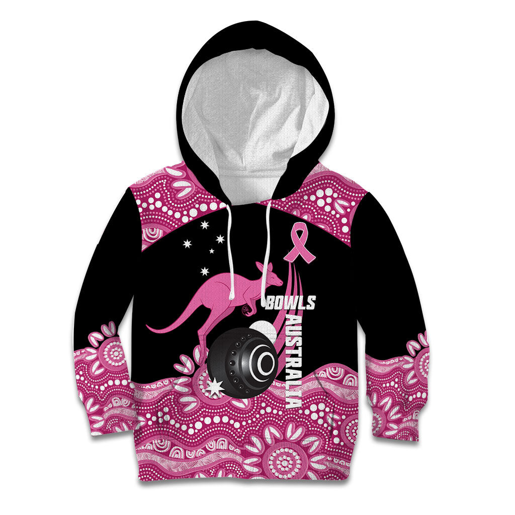 Bowls Australia Breast Cancer Custom Kid Hoodie Think Pink Aboriginal Art