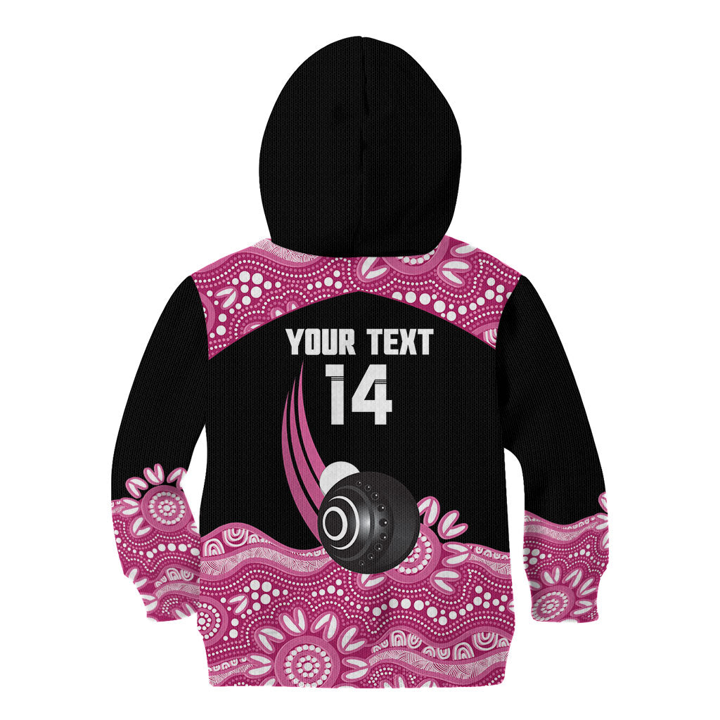 Bowls Australia Breast Cancer Custom Kid Hoodie Think Pink Aboriginal Art