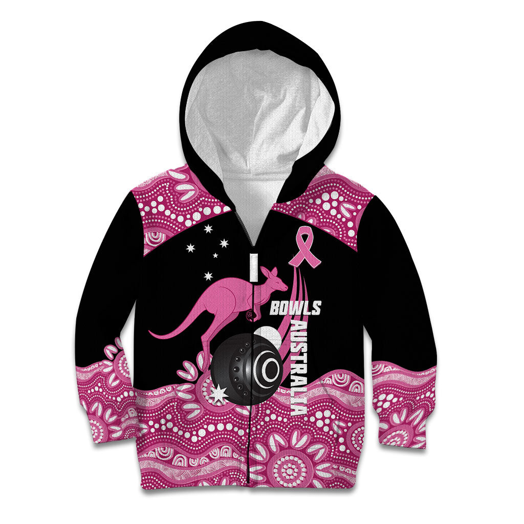 Bowls Australia Breast Cancer Custom Kid Hoodie Think Pink Aboriginal Art
