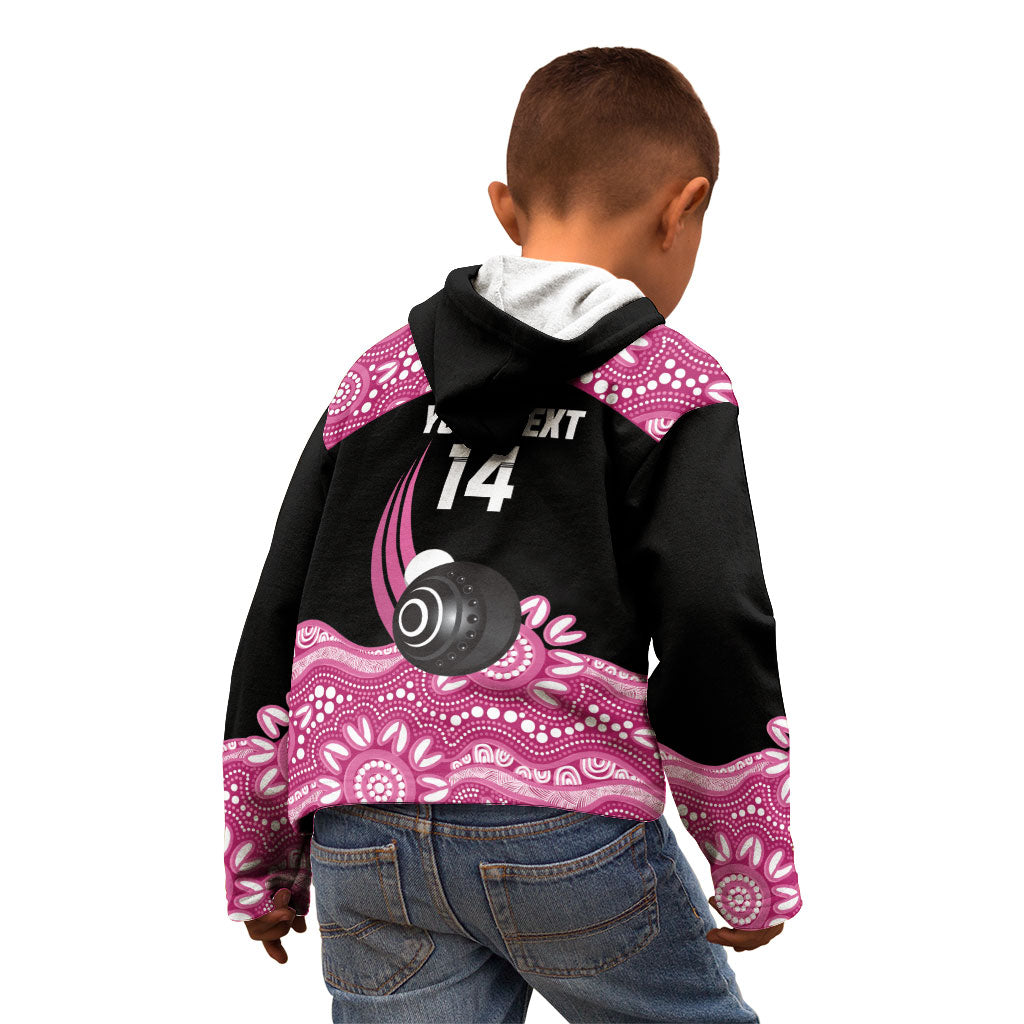Bowls Australia Breast Cancer Custom Kid Hoodie Think Pink Aboriginal Art