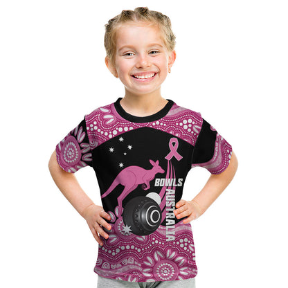 Bowls Australia Breast Cancer Custom Kid T Shirt Think Pink Aboriginal Art