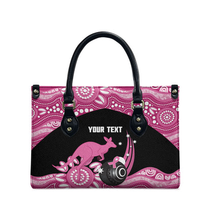 Bowls Australia Breast Cancer Custom Leather Bag Think Pink Aboriginal Art